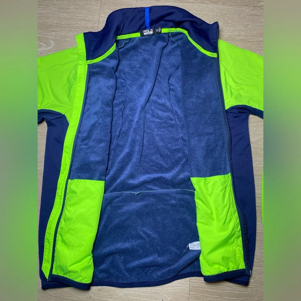 Men’s XL Polo Sport Ralph Lauren Performance Hybrid Jacket Neon Yellow Navy Blue - Picture 6 of 9